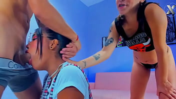 Double Blowjobs From Two Stepsisters With The Neighbor thumbnail