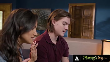 Sexy milf joins a threesome with her stepson and his gf