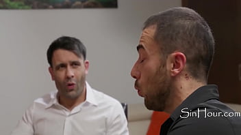 European girl serves her ass to 2 dicks at the same time