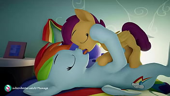 2 пони целуются в засос