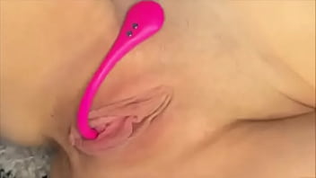 Fingering pink tight pussy close up