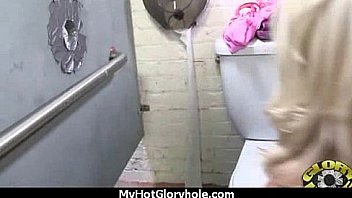 Ebony hottie milking cocks in the gloryhole 5