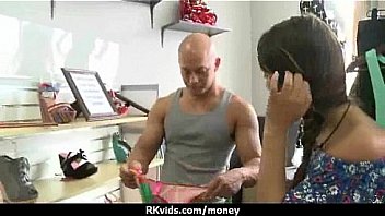 Sexy teen nails her butt on hard dick for cash 5