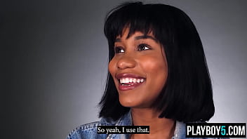 Ebony cougar jenna fox opens up during an interview and masturbates