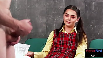 Perverted professor jerks his cock on front of college voyeur slut Perverted professor jerks his cock on front of college voyeur slut