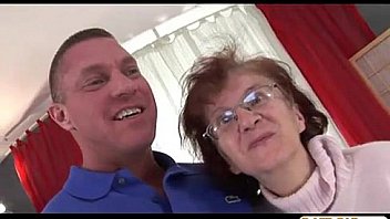 Nasty old granny c on his cock