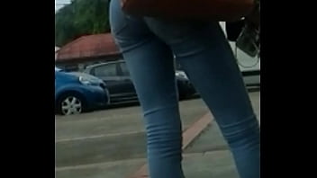 Candid ebony teen tight jeans