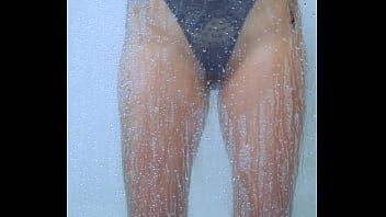 Tanned campus hottie rinses off in her bikini after a long day