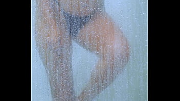 Tanned campus hottie rinses off in her bikini after a long day