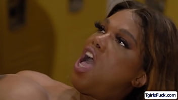 Busty Shemale Jexxxica Blake Meets With A Stud In The Locker Room And Kisses While Stroking His Big Cock thumbnail