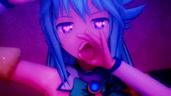Konosuba aqua's suck and fuck in their glory hole