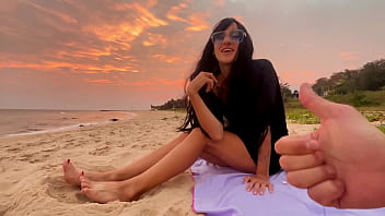 Sexy beauty girl chasing sunsets beach vibes and pure joy