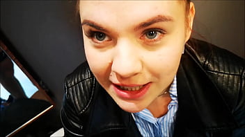 Blowjob and cumshot on public dressing cabinet