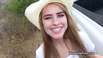 Blonde traveler gets stranded then fucked