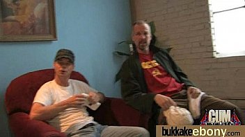 Ebony in a huge bukkake 20