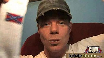 Ebony in a huge bukkake 20