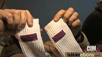 Ebony in a huge bukkake 20