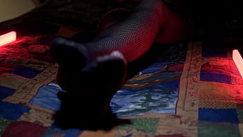 Perfect toes peeking through sexy fishnets