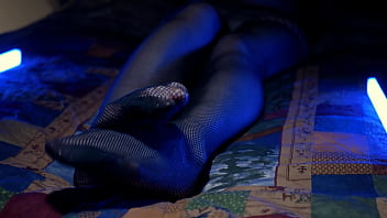 Perfect toes peeking through sexy fishnets