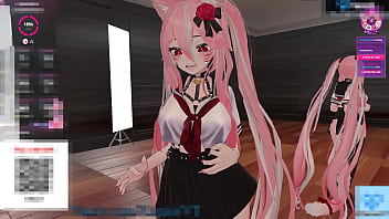 Sexy kitty vtuber kanako teases and purrs with her slutty bikini and pantie peek naughty catgirl