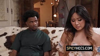 Sexy asian milf rides on big black cock