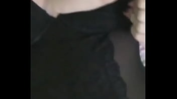 Big chick likes laying down on her bed and playing with her big milk jugs Big chick likes laying down on her bed and playing with her big milk jugs