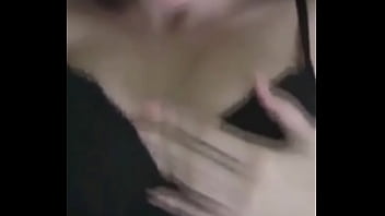 Big chick likes laying down on her bed and playing with her big milk jugs