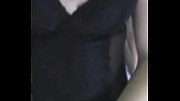 Big chick likes laying down on her bed and playing with her big milk jugs