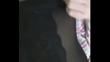 Big chick likes laying down on her bed and playing with her big milk jugs