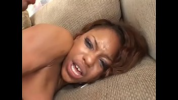 Lusty black sex goddess marie luv gets rough dp on couch
