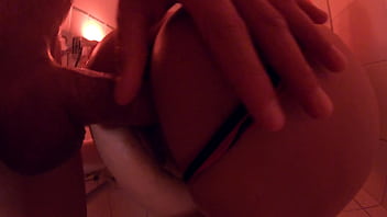 Babe is getting fucked in the bathroom from behind