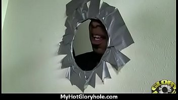 Ebony at the gloryhole jizzed on 23