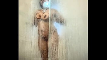 Bbw ebony shower tease showing big ass and big boobs naked