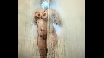 Bbw ebony shower tease showing big ass and big boobs naked
