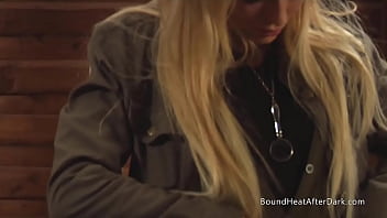 Curvy big boobs lesbian slave moans from spanking and fingering with mistress