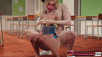 3d animation with hot blonde myrte squatting big boobs massage anal vibrator pussy licking wet orgasm in honey select 2