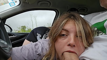 They find me giving a blowjob to my stepbrother in the car cum mouth