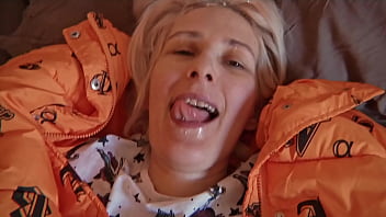 Handjob with cum on her face and mouth Handjob with cum on her face and mouth