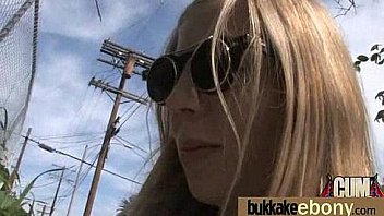 Ebony babe sucks too many white cocks 4