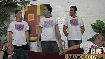 Ebony babe sucks too many white cocks 4