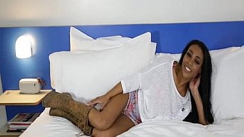 Sexy black girl interview on bed