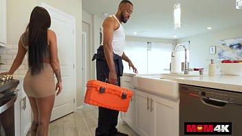 Plumber drills desiree nevada's leaky pipes with his bbc