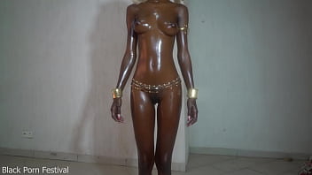Perfect shinny black body and oily tits