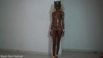 Perfect shinny black body and oily tits