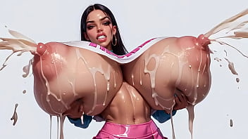 Extremely horny ai latina babe rhythmically milks her plump udders