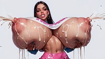 Extremely horny ai latina babe rhythmically milks her plump udders