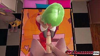 Animation of ameria in pink dress tongue lick huge cock handjob service stroke and free hand blowjob facial in honey select 2