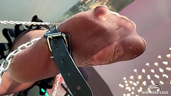 My foot in torn tan tights wiggling right above your face