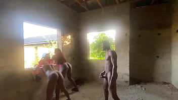 Husband fucking his wife and his side chick inside uncompleted building