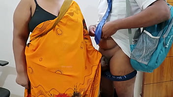 Teacher using college boy